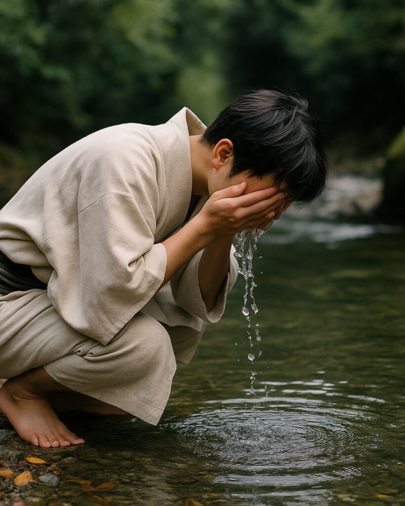 向井去来の秋の俳句5選-代表作をわかりやすく解説!「眠たる 目をあらはばや 秋の水」この俳句をイメージした画像