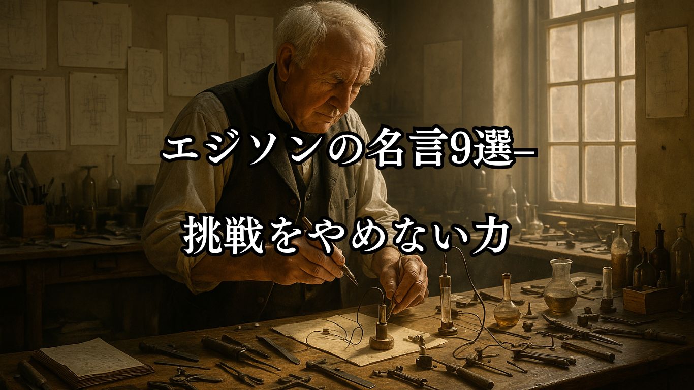 エジソンの名言9選–挑戦をやめない力「私が成功できたのは、仕事場に時計がなかったおかげだ。」この名言のイメージイラスト