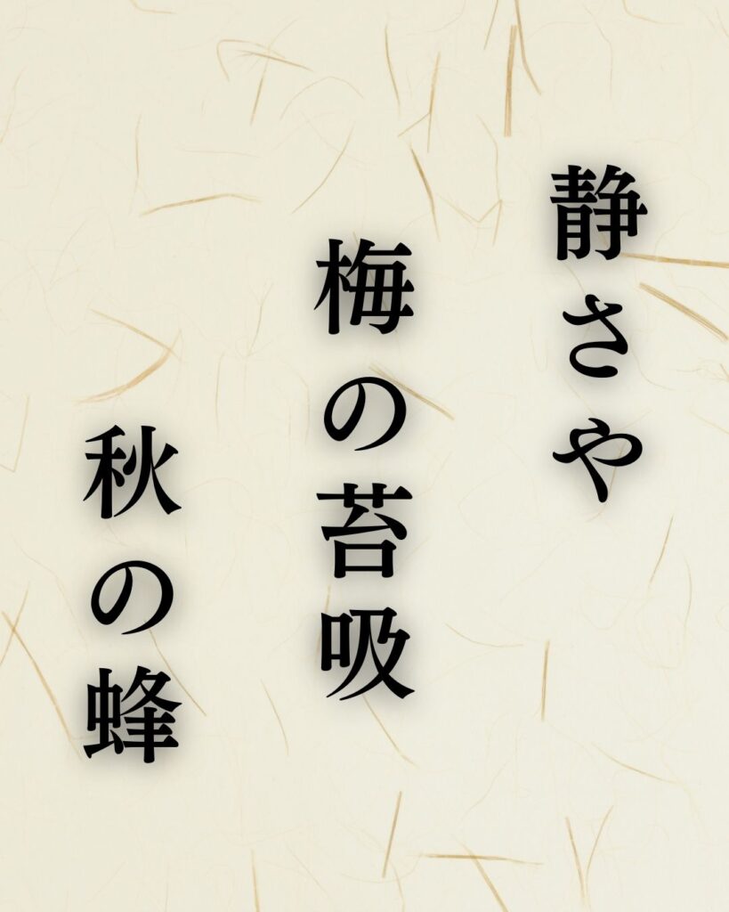 志太野坡の秋の俳句5選-代表作をわかりやすく解説！「静さや　梅の苔吸　秋の蜂」この俳句を記載した画像