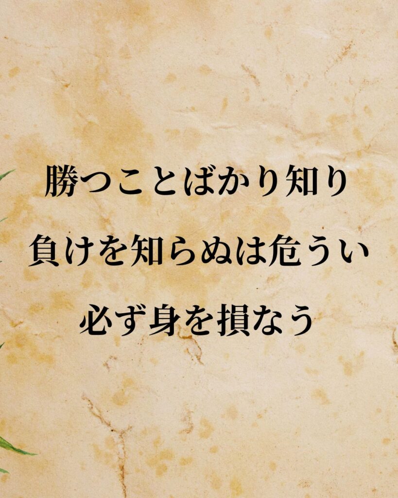 徳川家康「勝つことばかり知り、負けを知らぬは危うい。必ず身を損なう。」この名言のイラスト