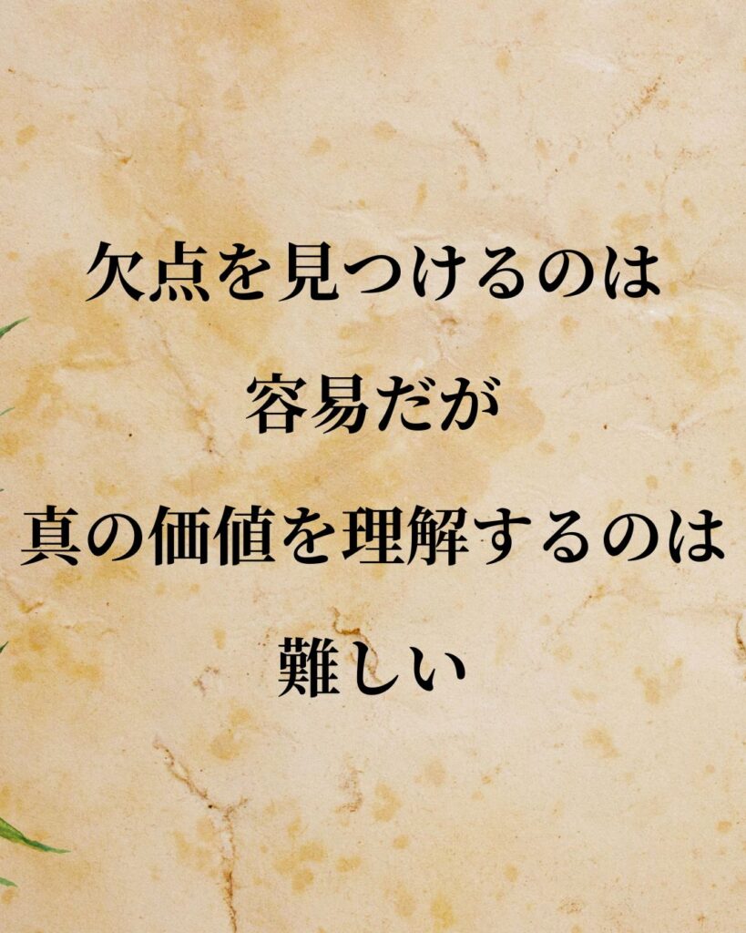 ヘーゲル「欠点を見つけるのは容易だが、真の価値を理解するのは難しい。