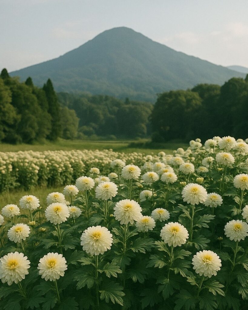 志太野坡の秋の俳句5選-代表作をわかりやすく解説！「有馬山　一まはりさへ　きくのはな」この俳句をイメージした画像