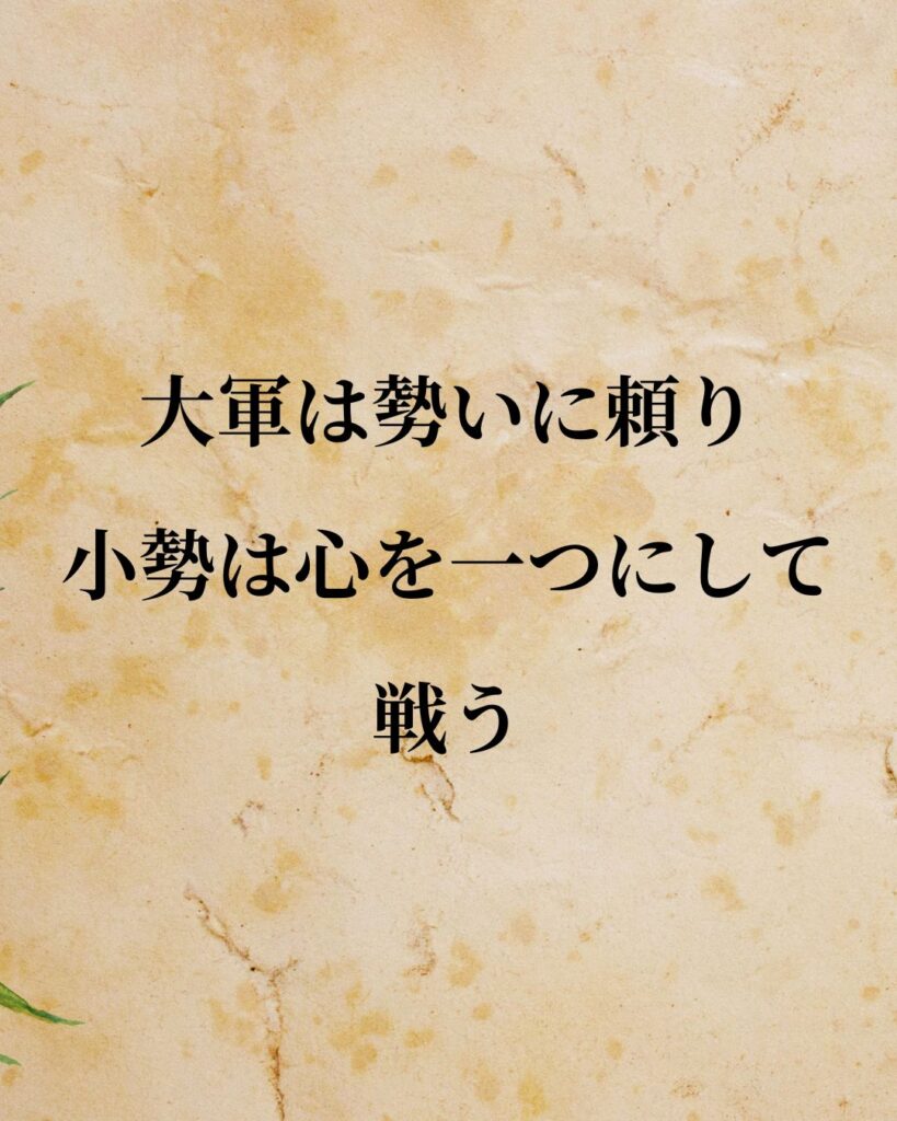 徳川家康「大軍は勢いに頼り、小勢は心を一つにして戦う。」この名言のイラスト