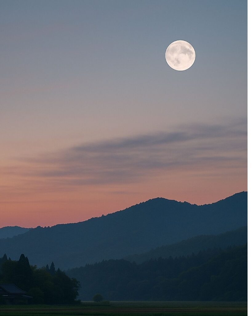 百人一首第81番 徳大寺実定『ほととぎす』背景解説–声のあと月「ほととぎす　鳴きつる方を　ながむれば　ただ有明の　月ぞ残れる」の情景をテーマにしたイメージの画像