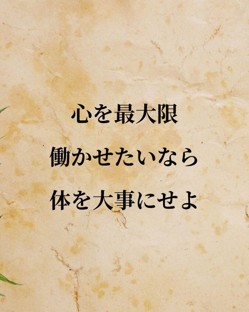 デカルト「心を最大限働かせたいなら体を大事にせよ。」この名言のイラスト
