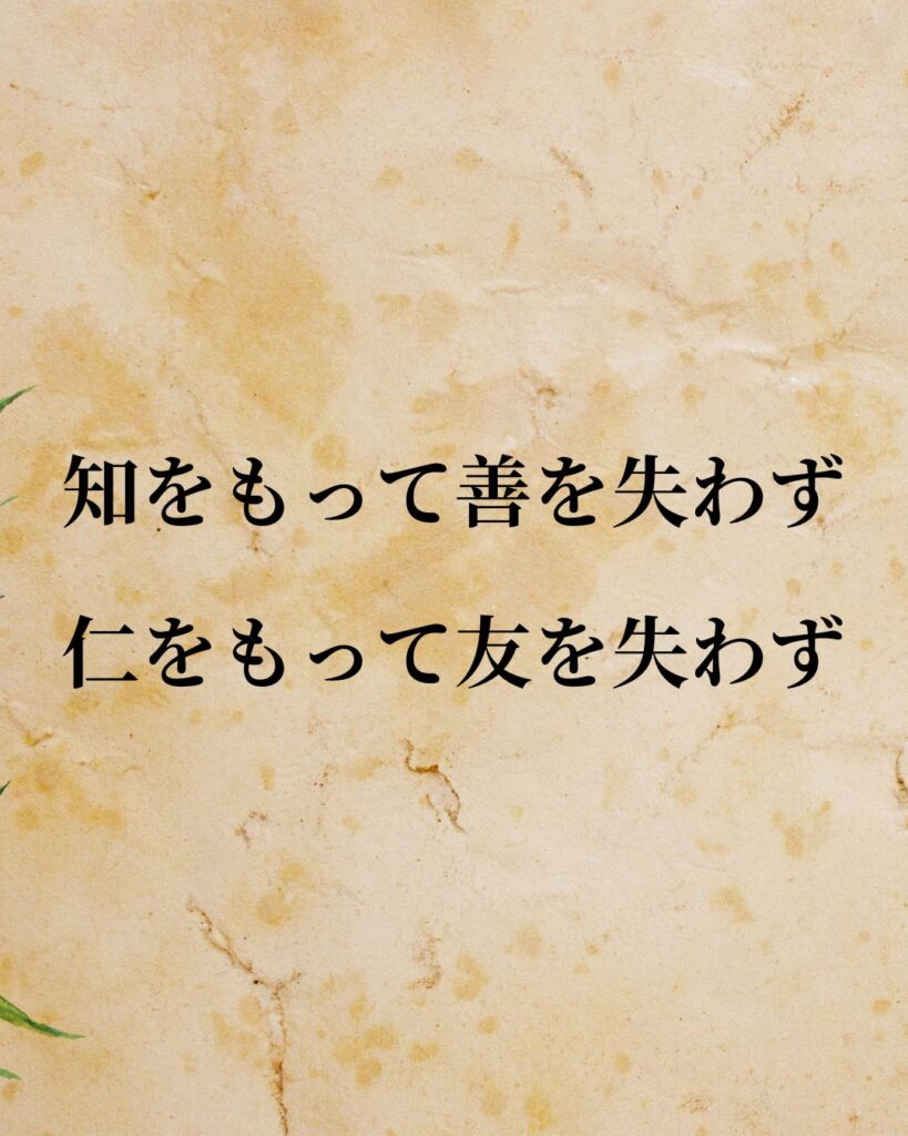 孟子「知をもって善を失わず、仁をもって友を失わず。」この名言のイラスト