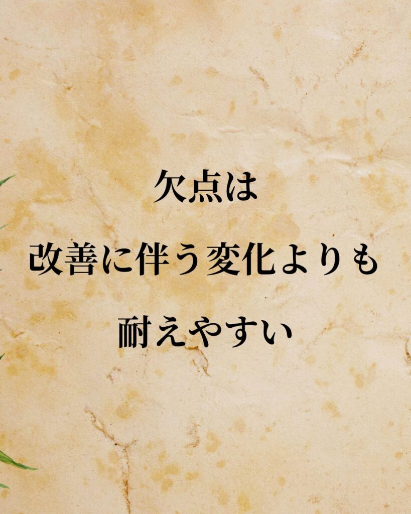 デカルト「欠点は、改善に伴う変化よりも耐えやすい。」この名言のイラスト