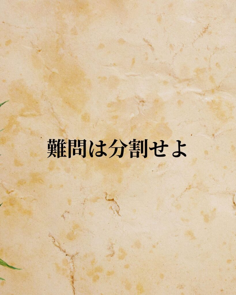 デカルト「難問は分割せよ。」この名言のイラスト