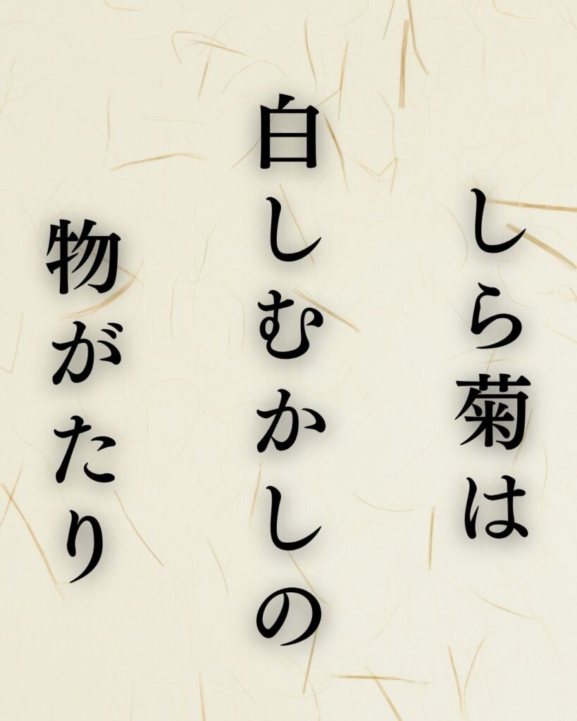 各務支考の秋の俳句5選-代表作をわかりやすく解説!「しら菊は 白しむかしの 物がたり」この俳句を記載した画像