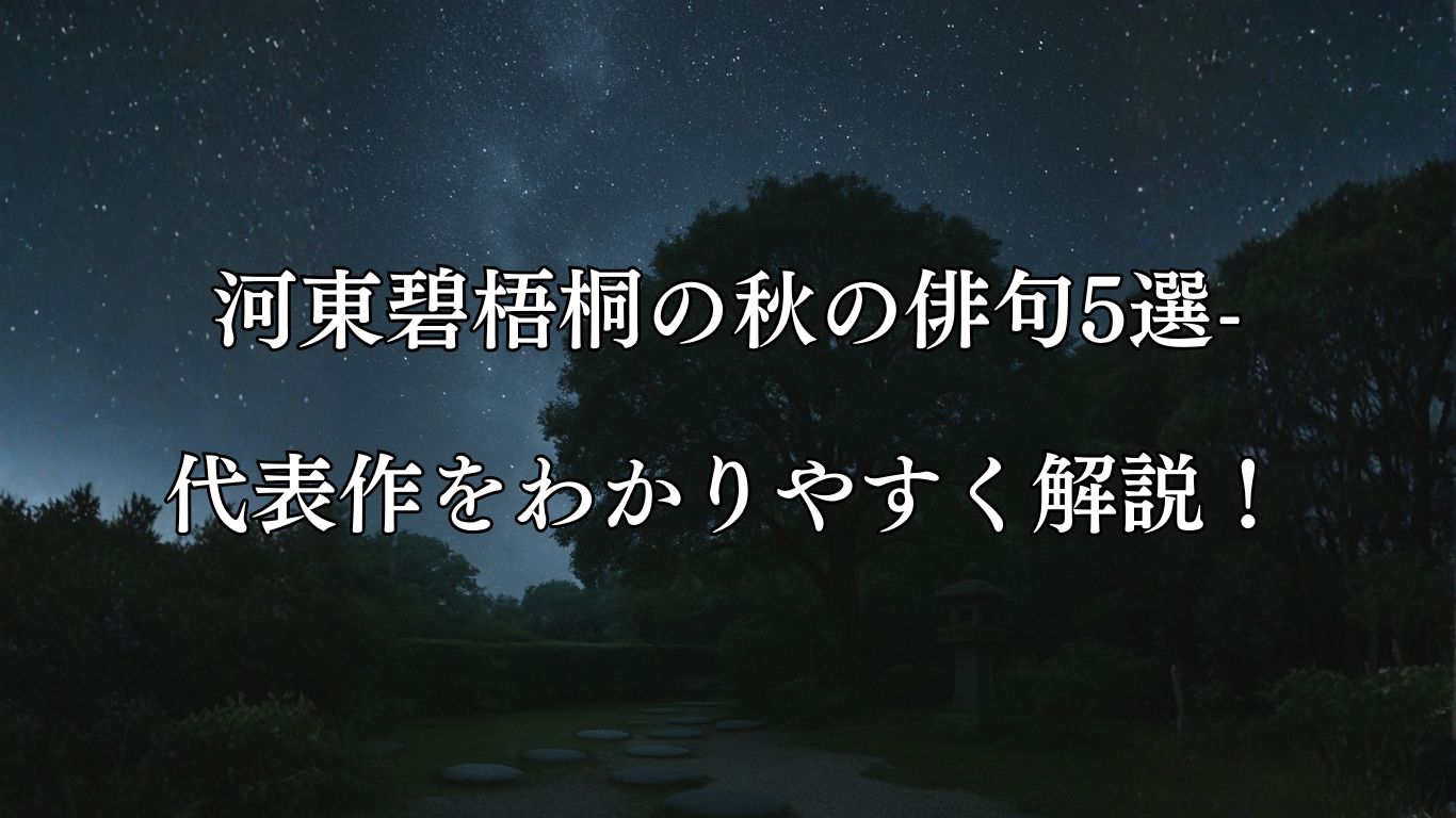河東碧梧桐の秋の俳句5選-代表作をわかりやすく解説！「吾が庭や　椎の覆へる　星月夜」この俳句をイメージした画像