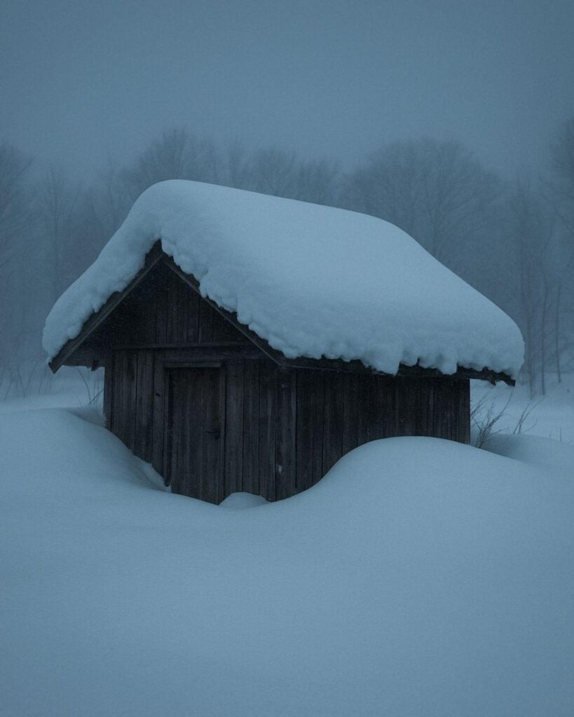 小林一茶の冬の俳句5選-代表作をわかりやすく解説!「これがまあ つひの栖か 雪五尺」この俳句をイメージした画像
