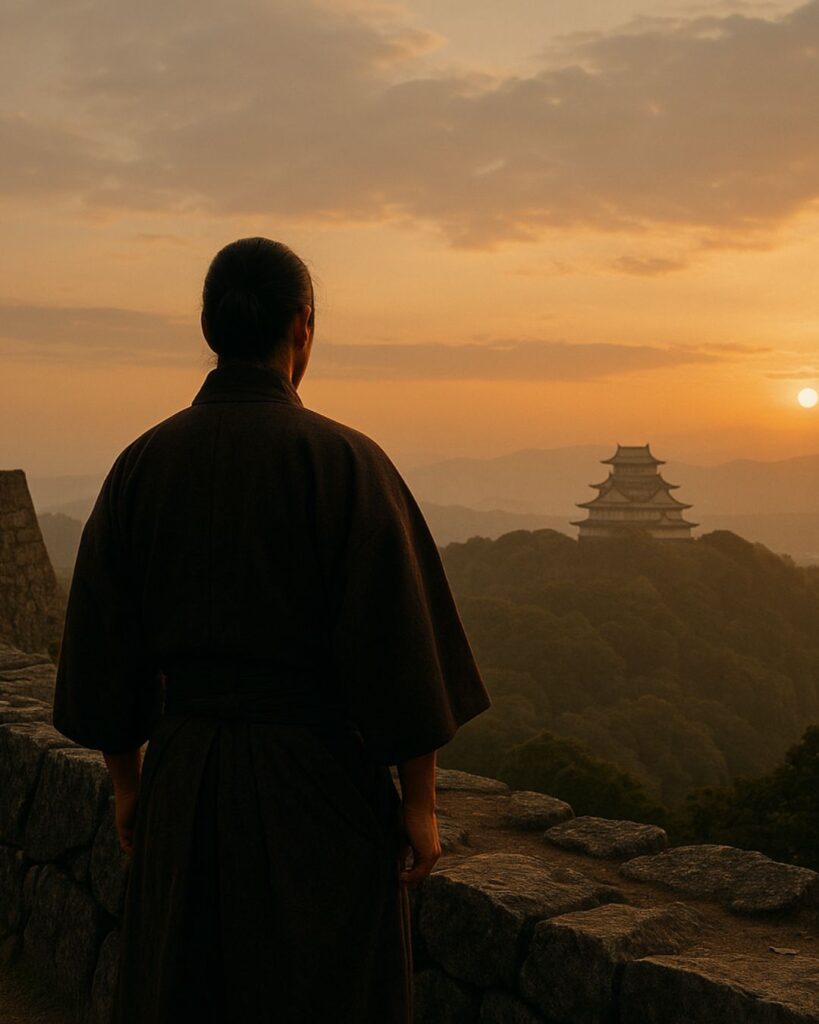 豊臣秀吉の名言9選–天下人の思考術「築いた城、落とした城、暮らした城──人生には様々ある。」この名言のイメージイラスト