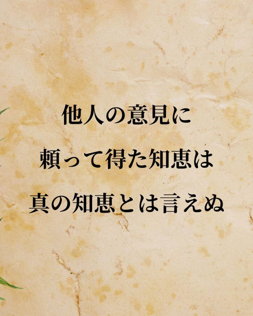 豊臣秀吉「他人の意見に頼って得た知恵は、真の知恵とは言えぬ。」この名言のイラスト