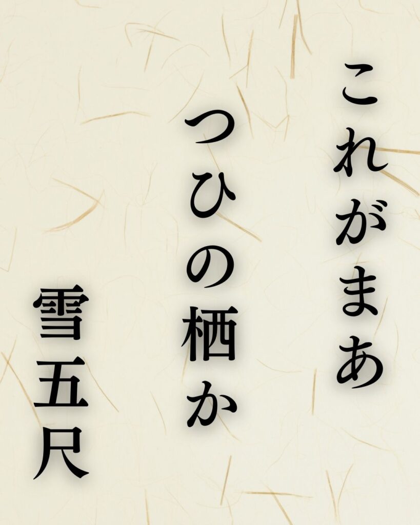 小林一茶の冬の俳句5選-代表作をわかりやすく解説!「これがまあ つひの栖か 雪五尺」この俳句を記載した画像