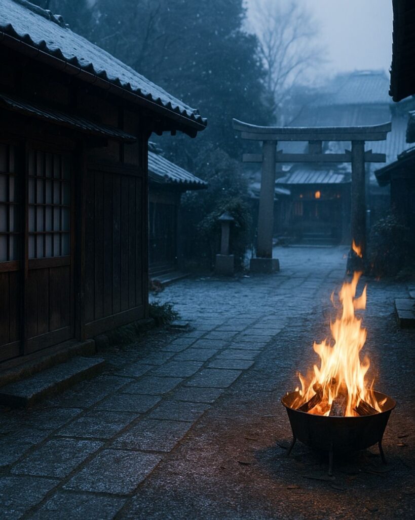 与謝蕪村の冬の俳句5選-代表作をわかりやすく解説！「御火焚や　霜うつくしき　京の町」この俳句をイメージした画像