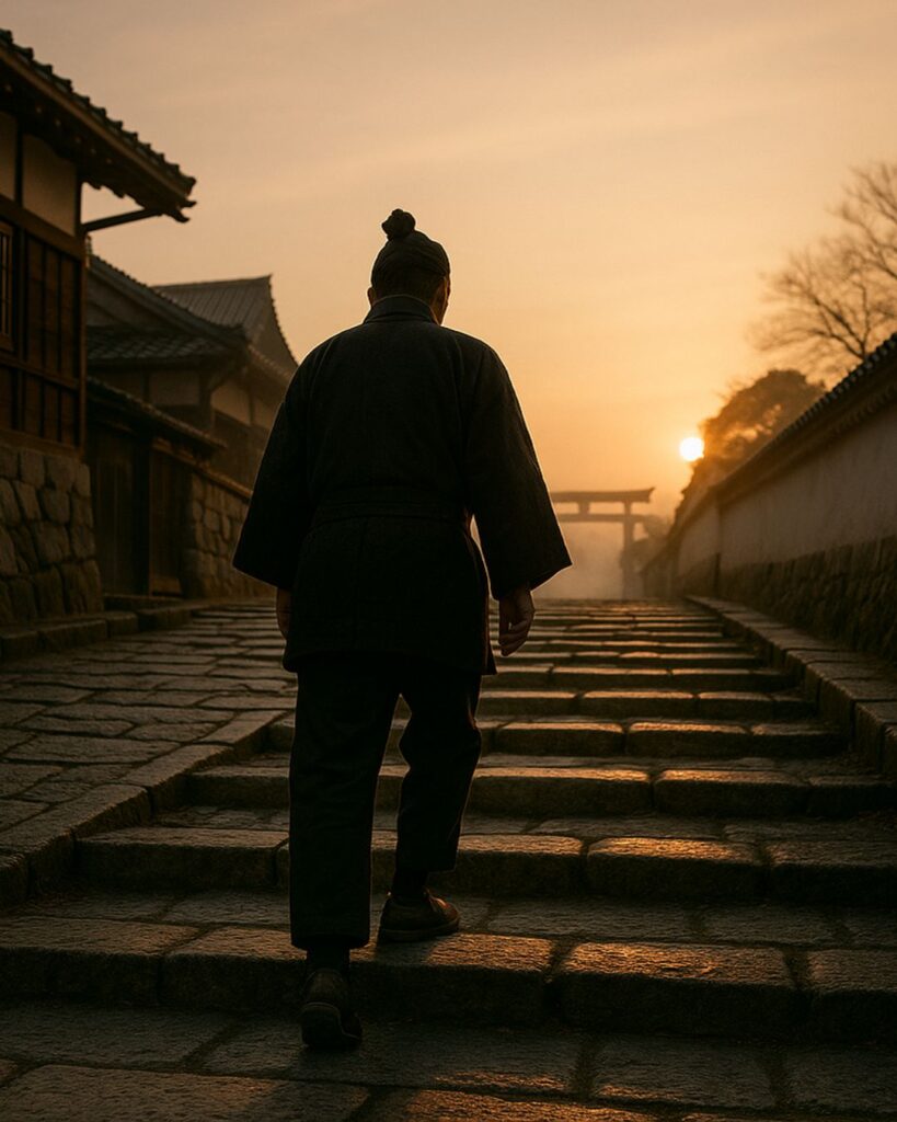 豊臣秀吉の名言9選–天下人の思考術「夢は大きいほど良いと言うが、わしは届く目標を積み重ねてきた。」この名言のイメージイラスト