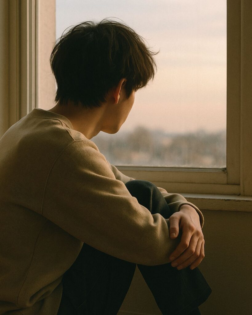 太宰治の名言9選–弱さを抱く生き方「照れくさくて言えないというのは、つまるところ自分を守っているからだ。」この名言のイメージイラスト