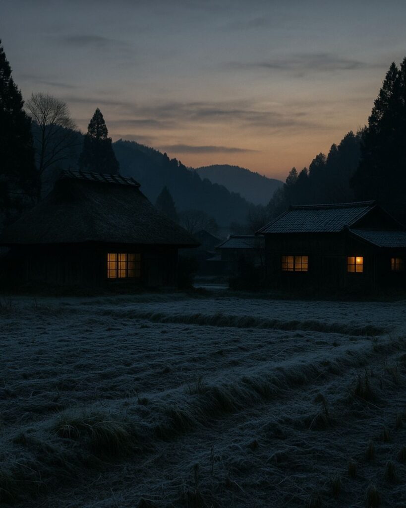 向井去来の冬の俳句5選-代表作をわかりやすく解説!「霜月や 日ませにしけて 冬籠」この俳句をイメージした画像