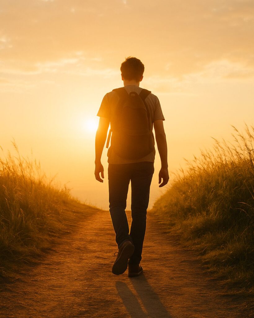 チャップリンの名言9選–笑いに生きる哲学「幸福をつかむための努力こそ、美しい戦いだ。」この名言のイメージイラスト