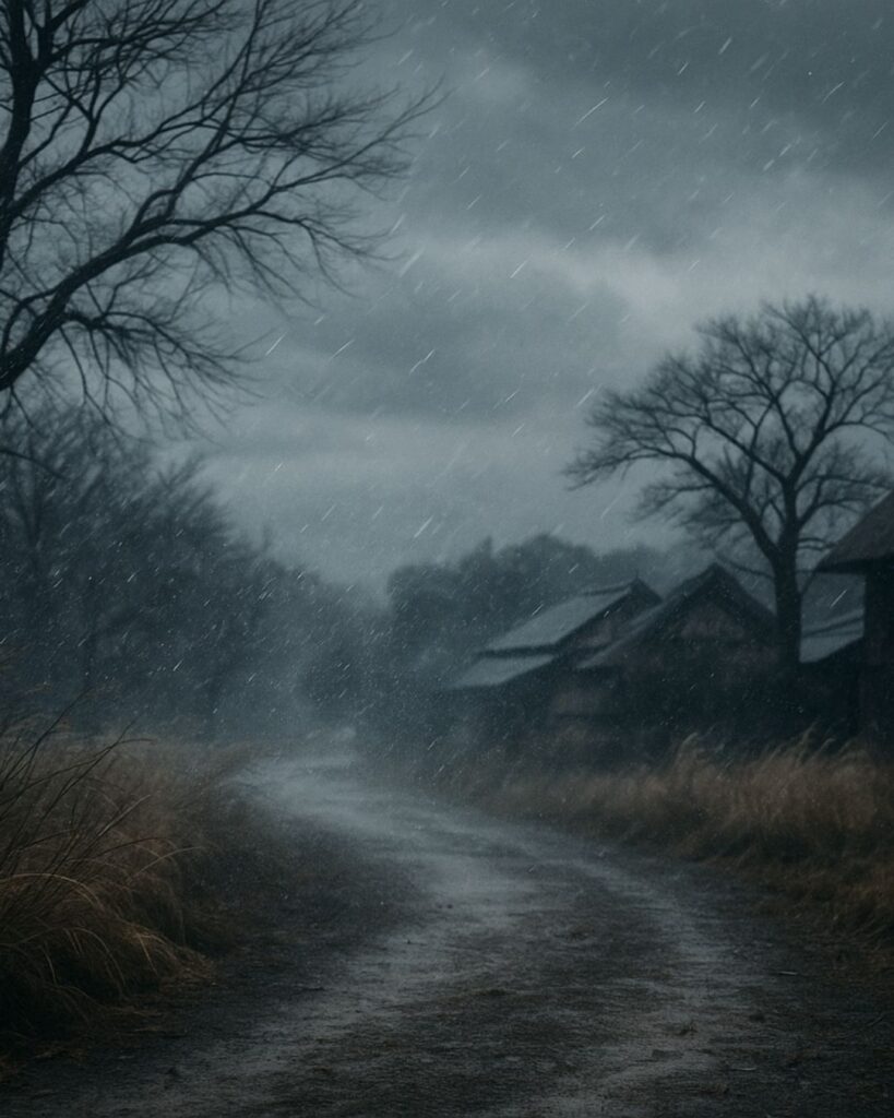 向井去来の冬の俳句5選-代表作をわかりやすく解説!「木枯の 地にも落さぬ しぐれ哉」この俳句をイメージした画像