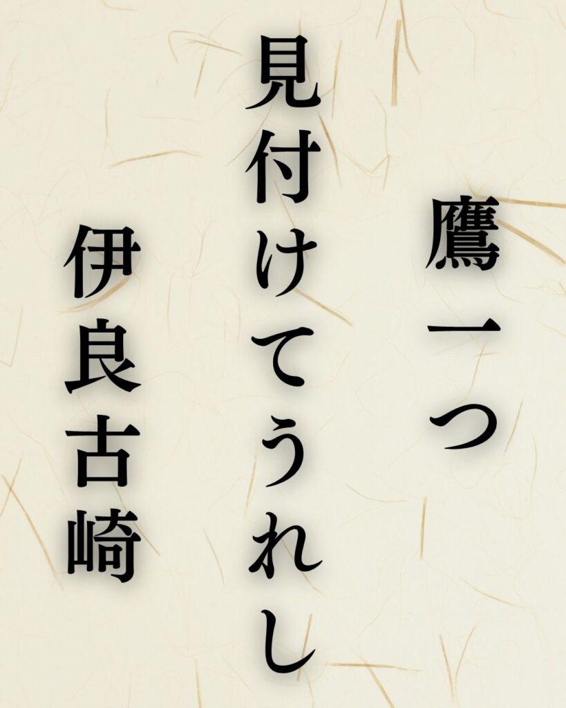 松尾芭蕉の冬の俳句5選-代表作をわかりやすく解説!「鷹一つ 見付けてうれし 伊良古崎」この俳句を記載した画像
