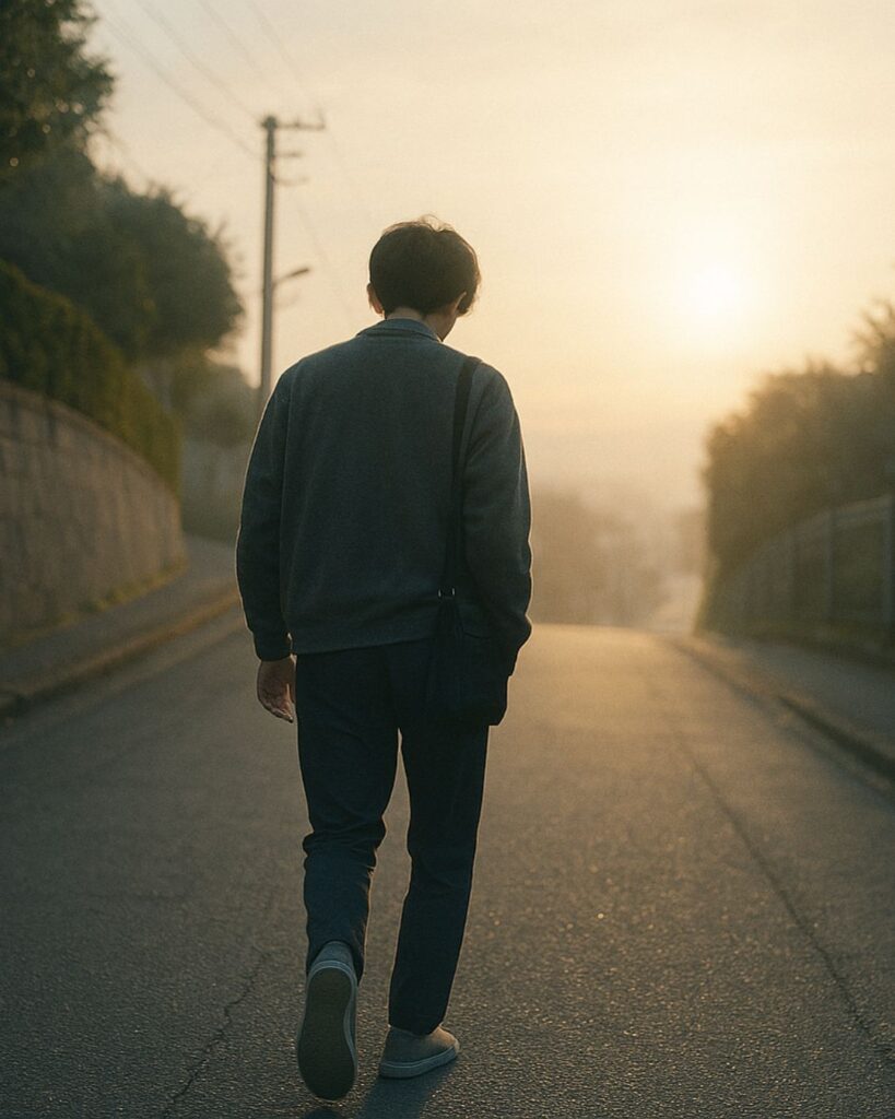 太宰治の名言9選–弱さを抱く生き方「私は何ひとつ知らない。だが、伸びゆく方角には陽が当たっているようだ。」この名言のイメージイラスト