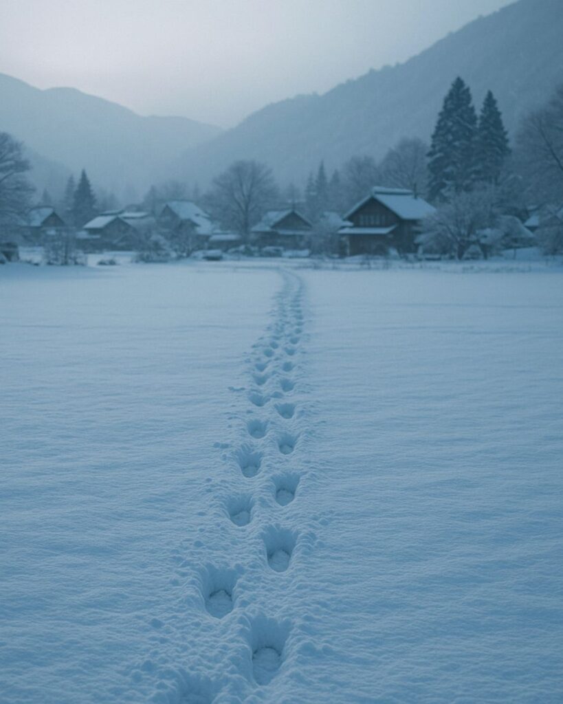 向井去来の冬の俳句5選-代表作をわかりやすく解説!「旅人の 外(ほか)は通らず 雪の朝」この俳句をイメージした画像