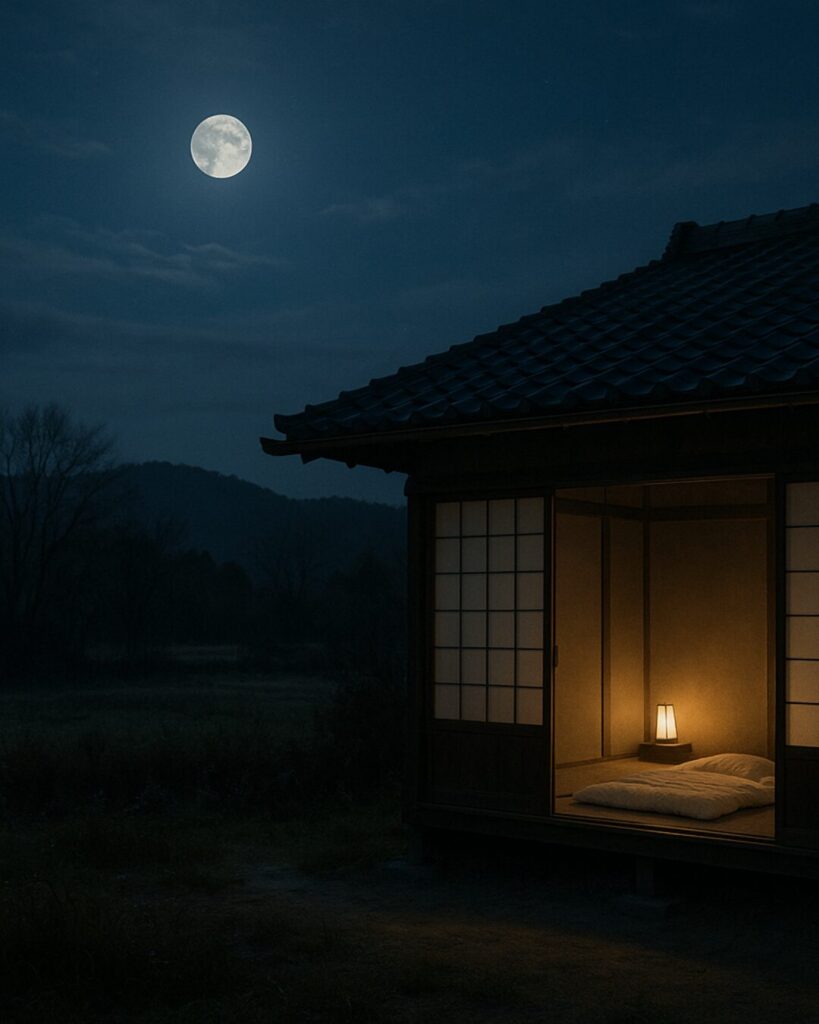 百人一首第85番 俊恵『夜もすがら』背景解説–つれなき夜更け「夜もすがら 物思ふころは 明けやらで 閨のひまさへ つれなかりけり」の情景をテーマにしたイメージの画像