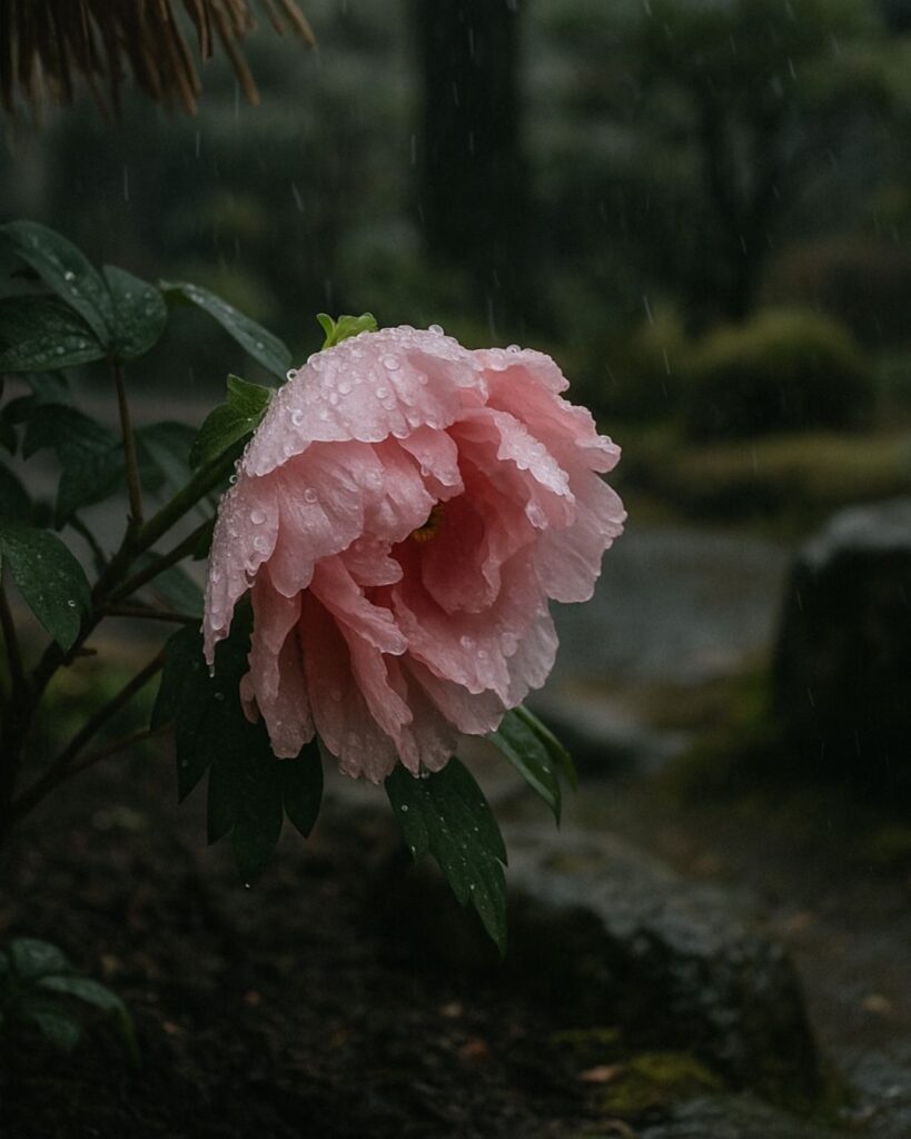 正岡子規の冬の俳句5選-代表作をわかりやすく解説！「雪よりも　時雨にもろし　冬牡丹」この俳句をイメージした画像