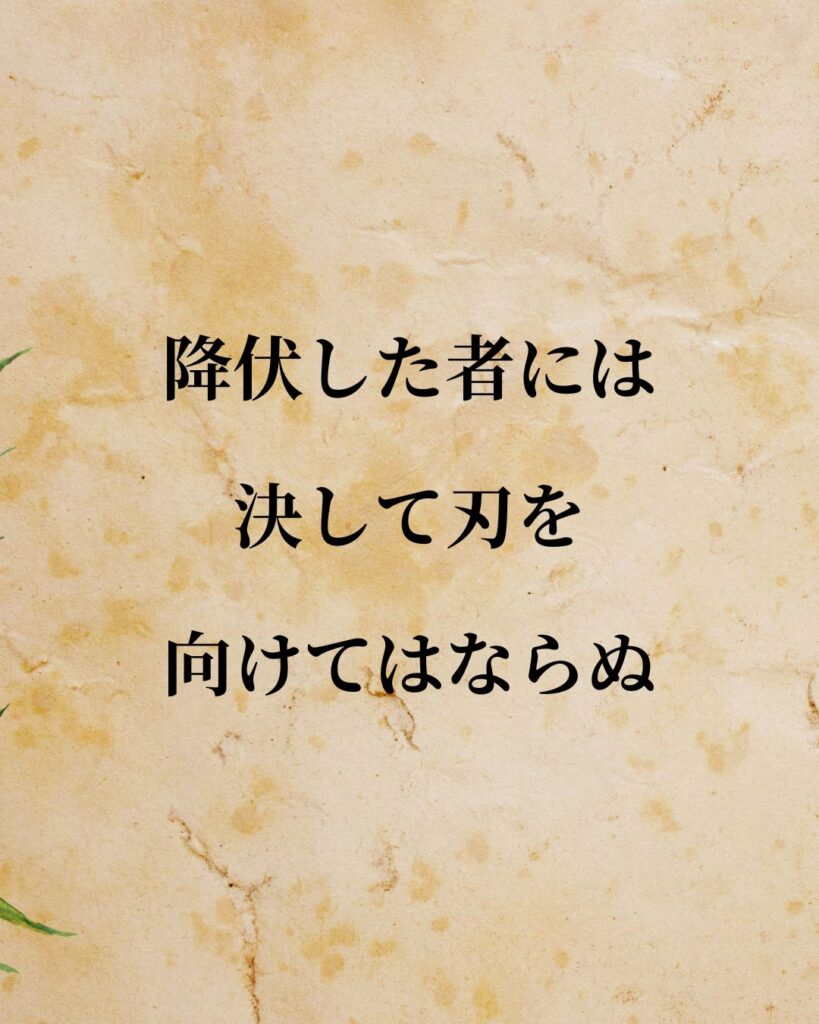 豊臣秀吉「降伏した者には、決して刃を向けてはならぬ。」この名言のイラスト