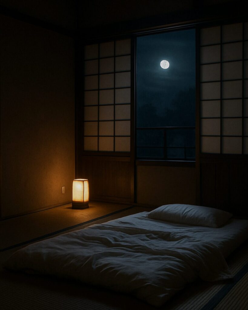 百人一首第85番 俊恵『夜もすがら』背景解説–つれなき夜更け「夜もすがら 物思ふころは 明けやらで 閨のひまさへ つれなかりけり」の情景をテーマにしたイメージの画像