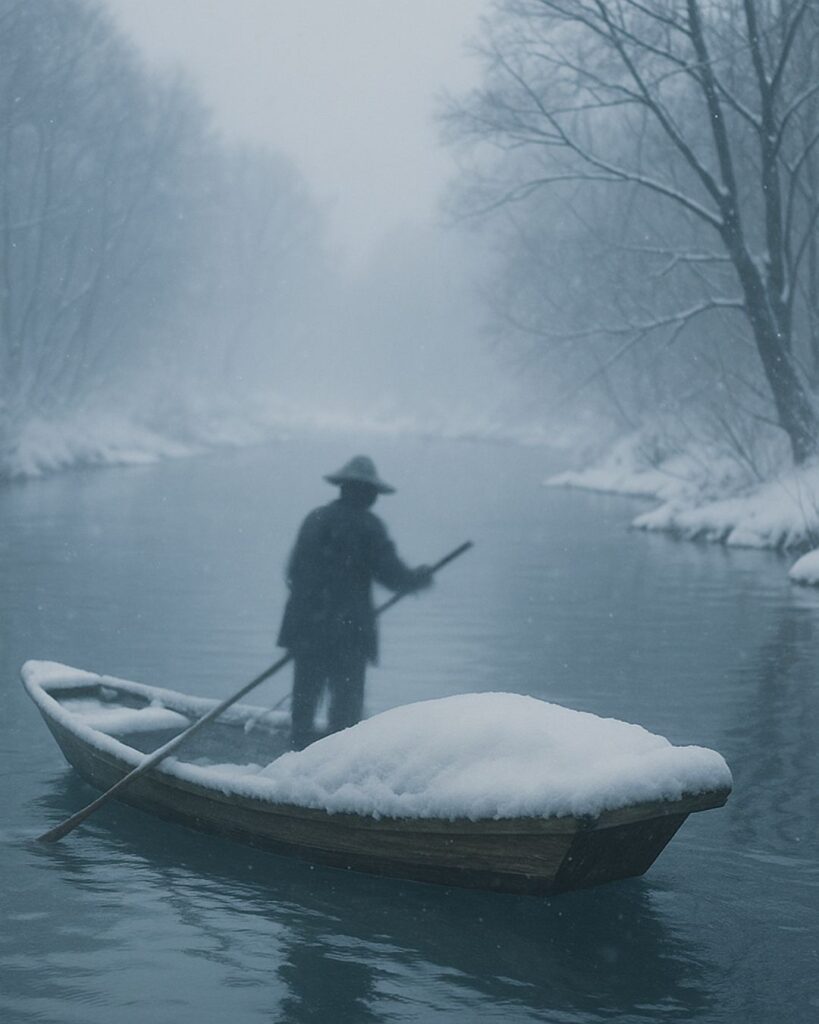 正岡子規の冬の俳句5選-代表作をわかりやすく解説！「白雪を　つんで小舟の　流れけり」この俳句をイメージした画像