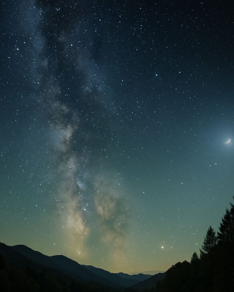 杉田久女の秋の俳句5選-代表作をわかりやすく解説！「銀河濃し　救ひ得たりし　子の命」この俳句をイメージした画像