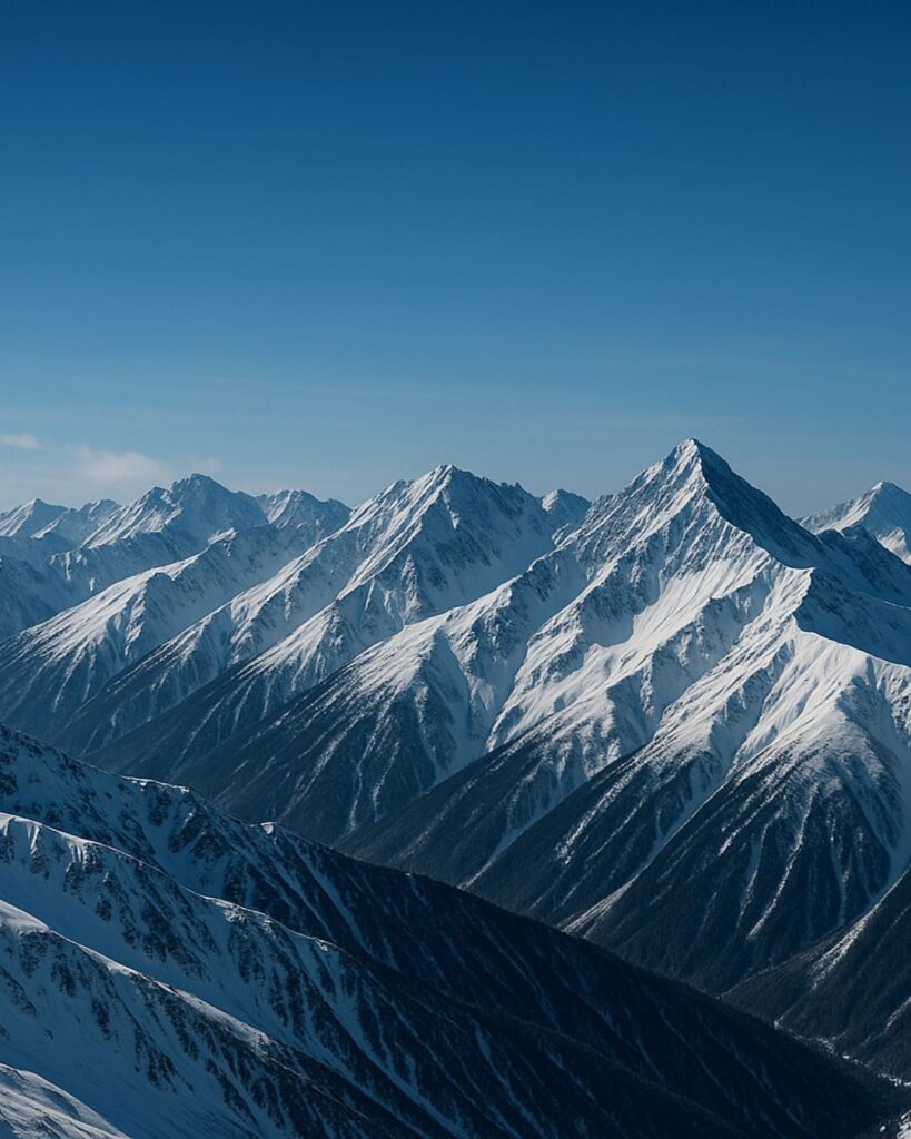 水原秋桜子の冬の俳句5選-代表作をわかりやすく解説!「遠天に 雪嶺尾根を つらねたり」この俳句をイメージした画像