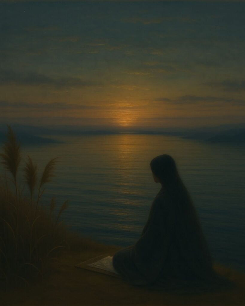 百人一首第88番 皇嘉門院別当『難波江の』背景解説–仮寝の恋路「難波江の 蘆のかりねの ひとよゆゑ 身を尽くしてや 恋ひわたるべき」の情景をテーマにしたイメージの画像