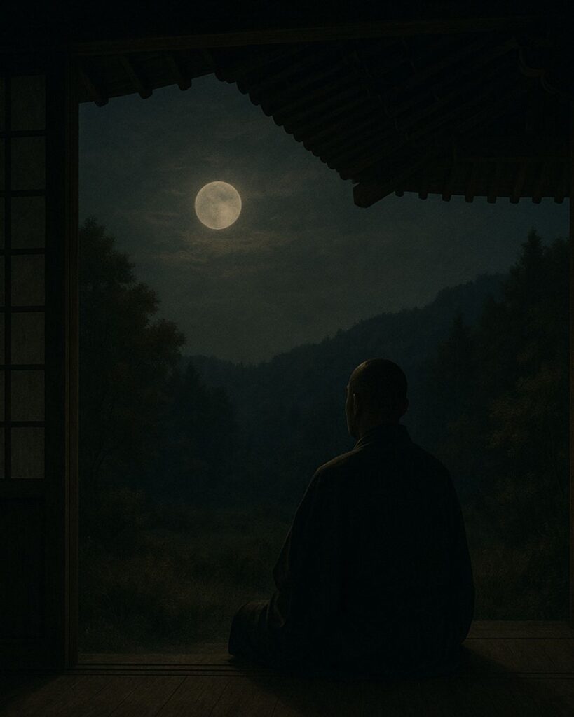 百人一首第86番 西行『嘆けとて』背景解説–月に託す涙「嘆けとて 月やは物を 思はする かこち顔なる わが涙かな」の情景をテーマにしたイメージの画像