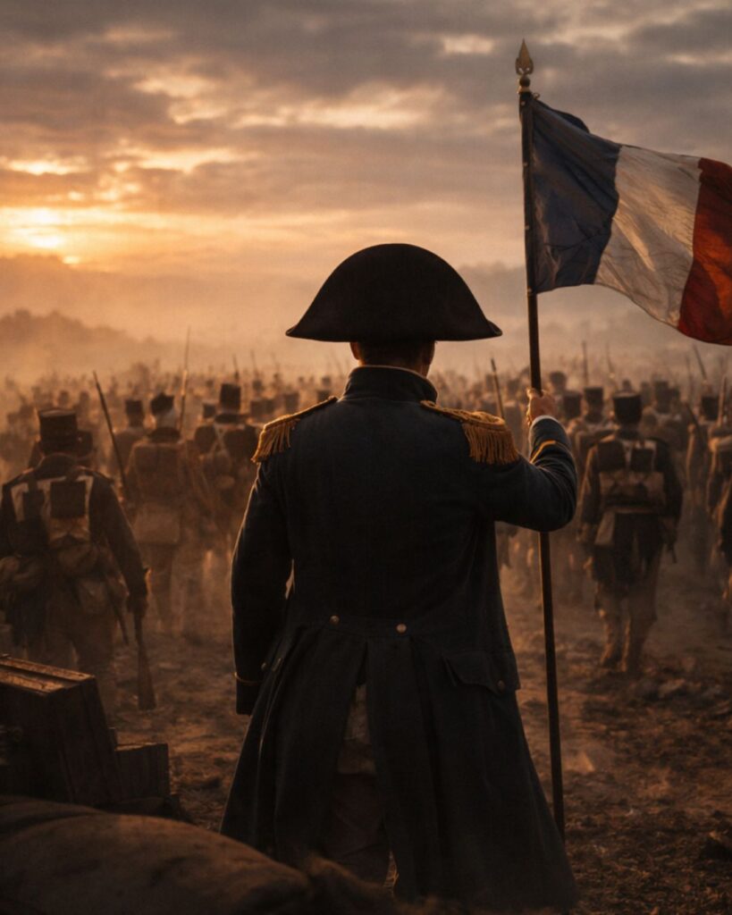 ナポレオンの名言9選–勝利の哲学「最大の危険は、勝利を手にした瞬間に忍び寄る。」この名言のイメージイラスト