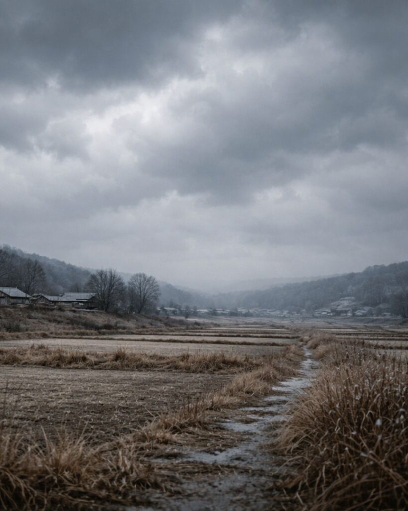 立花北枝の冬の俳句5選-代表作をわかりやすく解説！「冬至より　来るもいまだ　雪の空」この俳句をイメージした画像