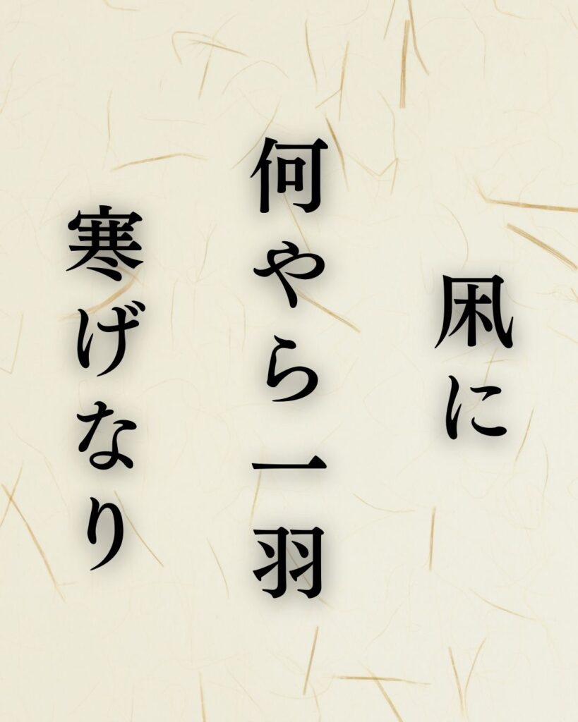 杉山杉風の冬の俳句5選-代表作をわかりやすく解説!「凩に 何やら一羽 寒げなり」この俳句を記載した画像