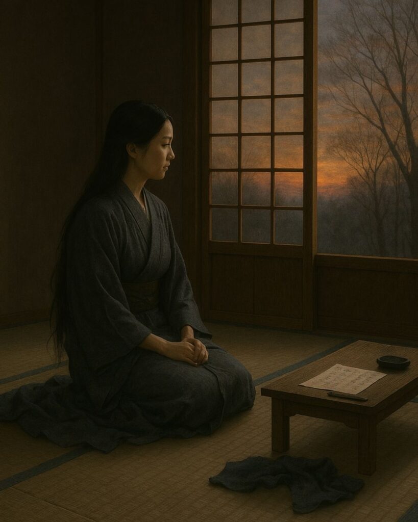 百人一首第89番 式子内親王『玉の緒よ』背景解説–命の細糸「玉の緒よ　絶えなば絶えね　ながらへば　忍ぶることの　弱りもぞする」の情景をテーマにしたイメージの画像
