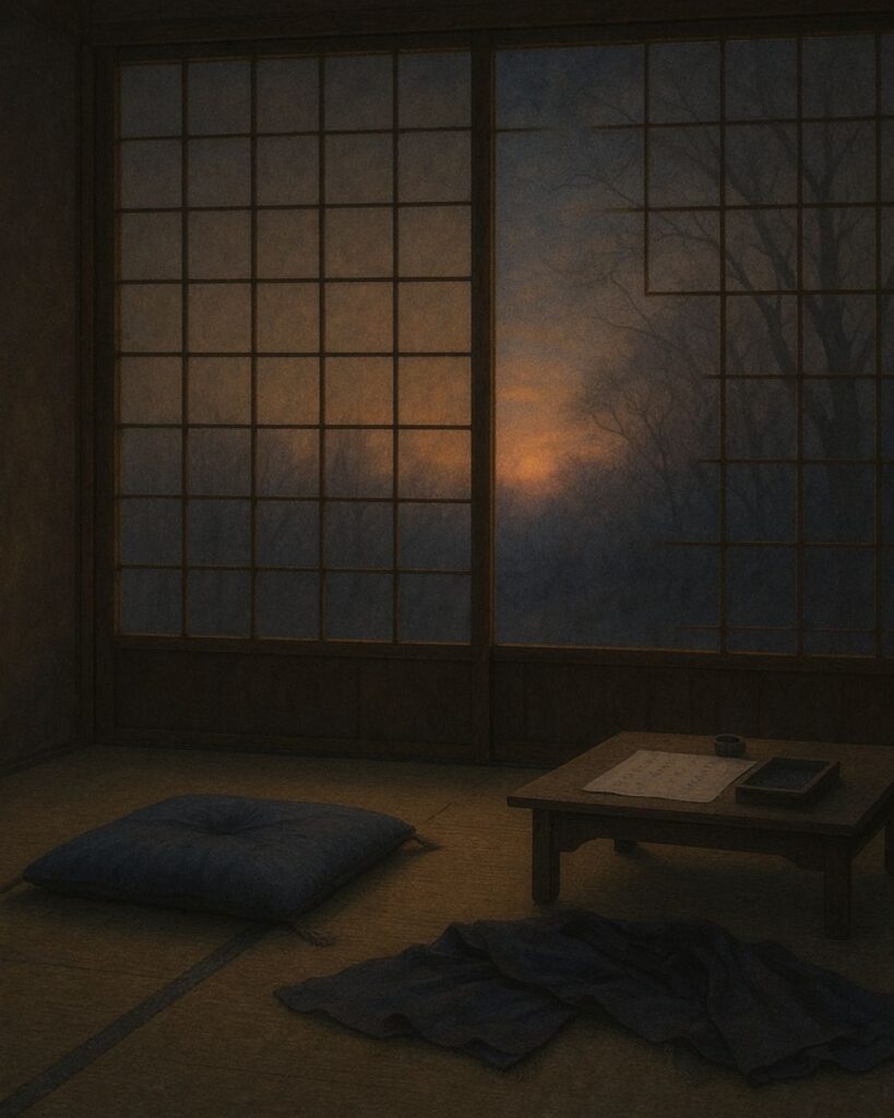 百人一首第89番 式子内親王『玉の緒よ』背景解説–命の細糸「玉の緒よ　絶えなば絶えね　ながらへば　忍ぶることの　弱りもぞする」の情景をテーマにしたイメージの画像
