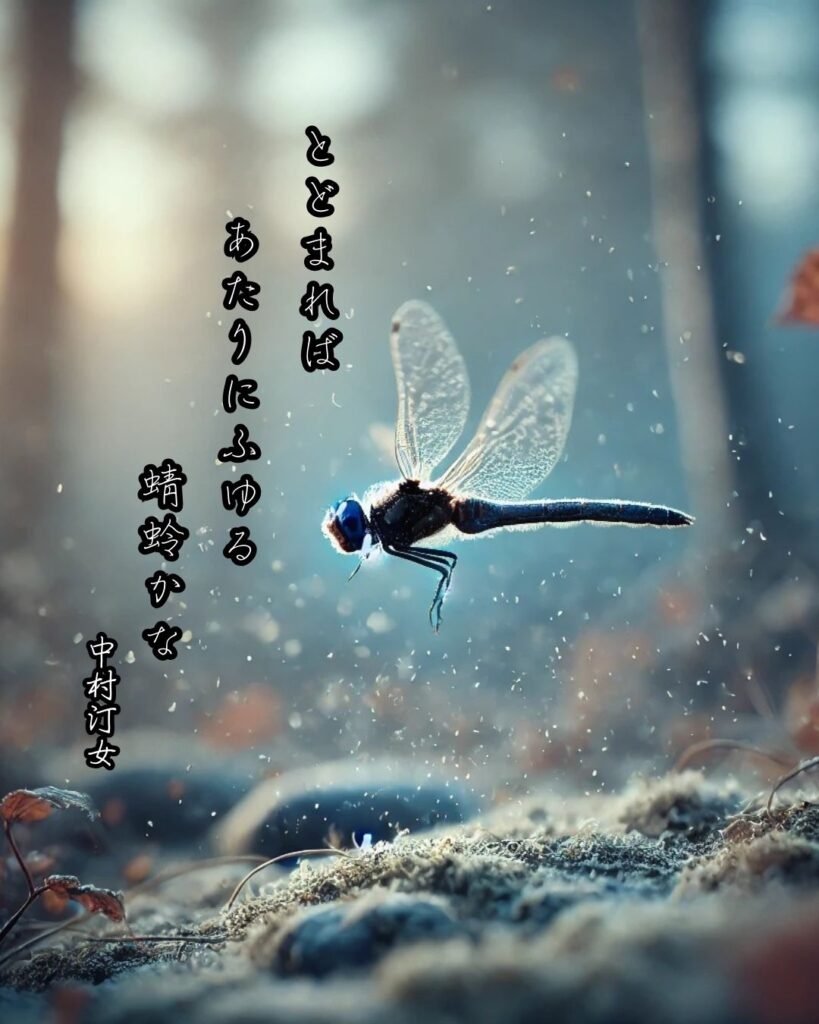 中村汀女の俳句まとめ ― 生涯・作風・名句・俳句一覧 ―「とどまれば あたりにふゆる 蜻蛉かな」中村汀女俳句イメージ画像