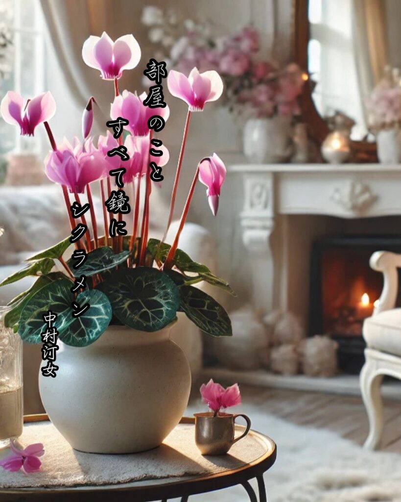中村汀女の俳句まとめ ― 生涯・作風・名句・俳句一覧 ―「部屋のこと すべて鏡に シクラメン」中村汀女俳句イメージ画像