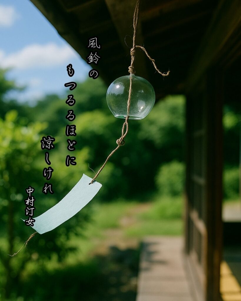 中村汀女の俳句まとめ ― 生涯・作風・名句・俳句一覧 ―「風鈴の もつるるほどに 涼しけれ」中村汀女俳句イメージ画像