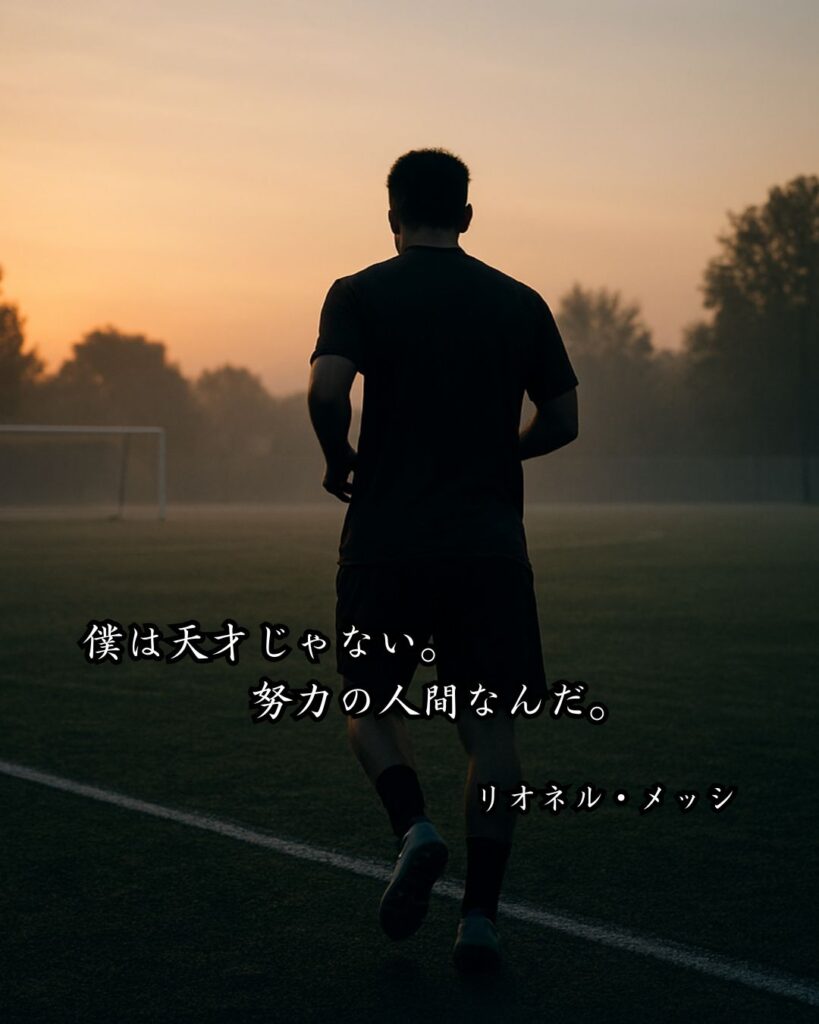アスリートの名言まとめ ― 思想・生き方・名言一覧 ―「僕は天才じゃない。努力の人間なんだ。」リオネル・メッシ名言イメージ画像
