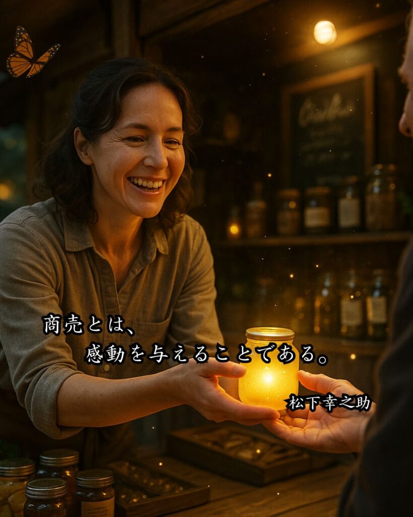 経営者の名言まとめ ― 思想・生き方・名言一覧 ―「商売とは、感動を与えることである。」松下幸之助名言イメージ画像