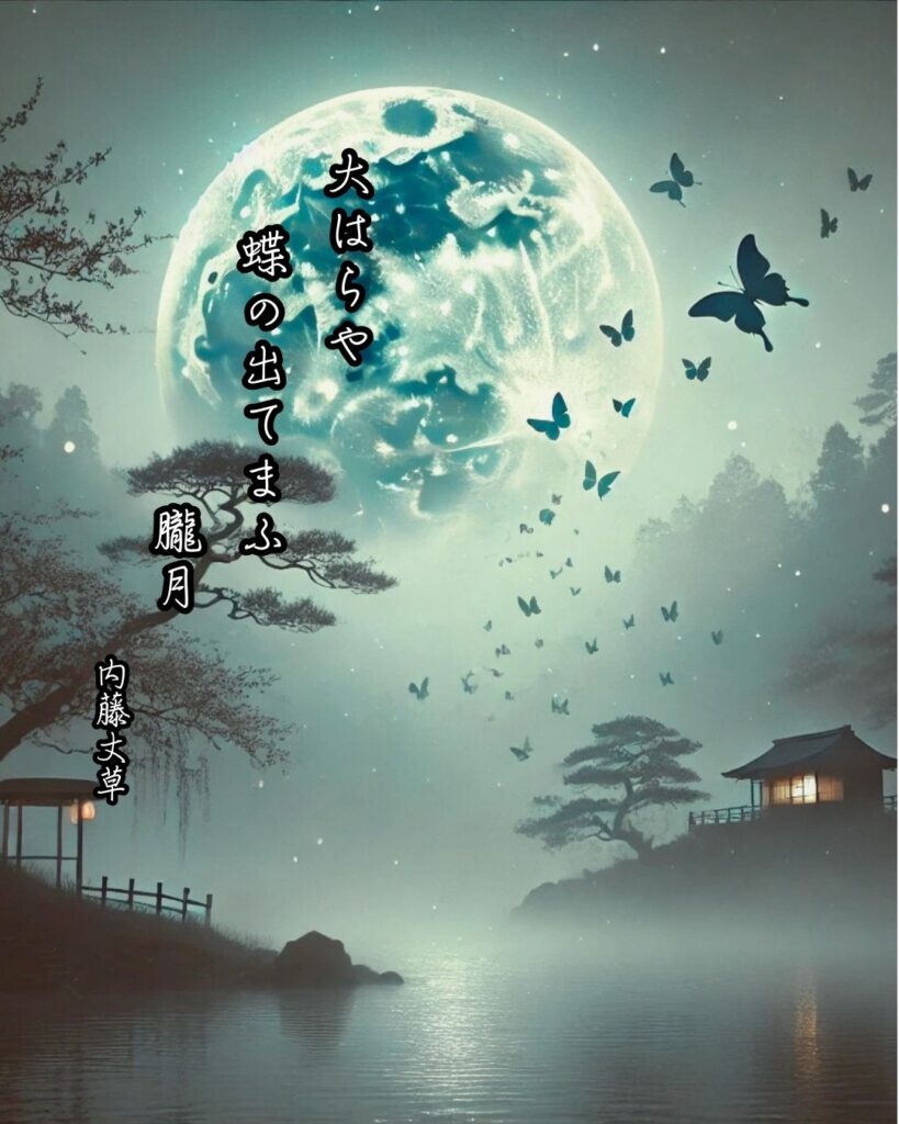 内藤丈草の俳句まとめ ― 生涯・作風・名句・俳句一覧 ―「大はらや 蝶の出てまふ 朧月」内藤丈草俳句イメージ画像