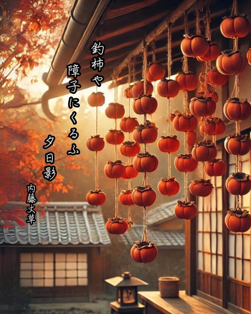 内藤丈草の俳句まとめ ― 生涯・作風・名句・俳句一覧 ―「釣柿や 障子にくるふ 夕日影」内藤丈草俳句イメージ画像