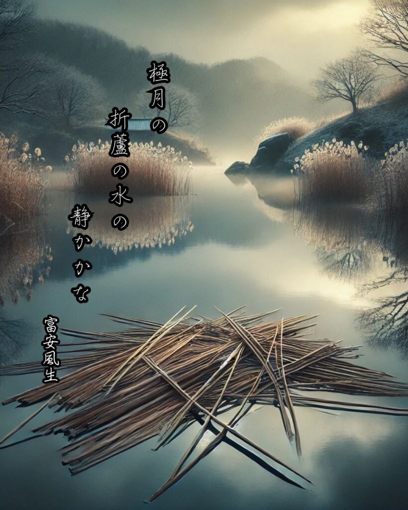 富安風生の俳句まとめ ― 生涯・作風・名句・俳句一覧 ―「極月の　折蘆の水の　静かかな」富安風生俳句イメージ画像
