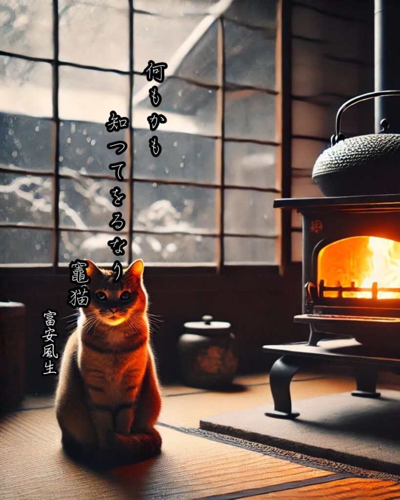 富安風生の俳句まとめ ― 生涯・作風・名句・俳句一覧 ―「何もかも　知つてをるなり　竈猫」富安風生俳句イメージ画像
